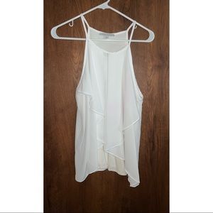 Green Envelope Los Angeles White Spaghetti Strap Ruffle Top